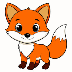 Cartoon Baby Fox Vector Art.