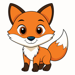 Cartoon Baby Fox Vector Art.