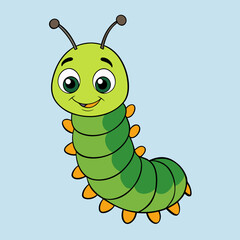 cartoon Baby Bcaterpillar Vector Art.