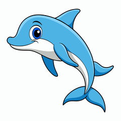 Cartoon Dolphin Vector Art.