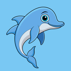 Naklejka premium Cartoon Dolphin Vector Art.