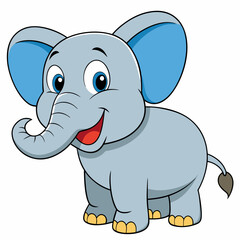 Cartoon Baby Elephant Vector Art.