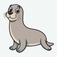 Cartoon Sea Lion Vector Art.
