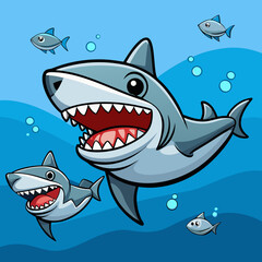 Cartoon Sharks Comic Shark Animals.