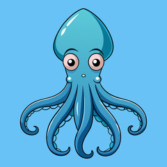 Baby Cartoon Squid Vector Art
