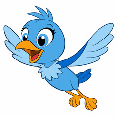Cute Cartoon Flying Bird .