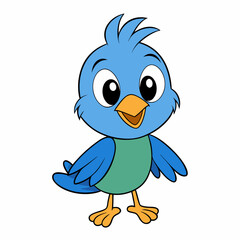 Cute Cartoon Flying Bird .