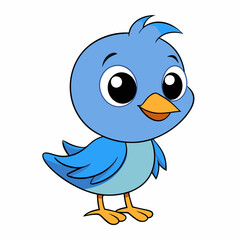 Cute Cartoon Flying Bird Vector Art.