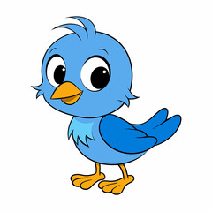 Cute Cartoon Flying Bird Vector Art.