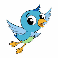 Cute Cartoon Flying Bird Vector Art.