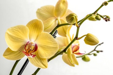 Fototapeta premium Beautiful yellow orchid flower isolated on white background