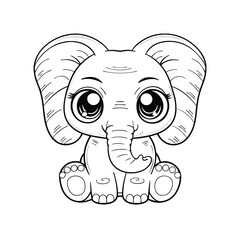 Adorable Baby Elephant Coloring Page Cute Cartoon Animal Illustration