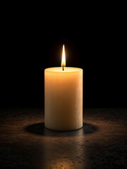 burning candle on black background, candle light isolated black
