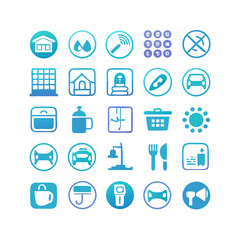 Hotel icons. Hotel icons set.