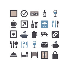 Hotel icons. Hotel icons set.