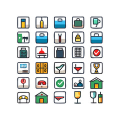 Hotel icons. Hotel icons set.