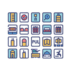 Hotel icons. Hotel icons set.