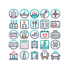 Hotel icons. Hotel icons set.