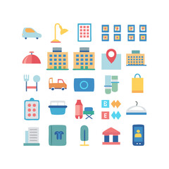 Hotel icons. Hotel icons set.