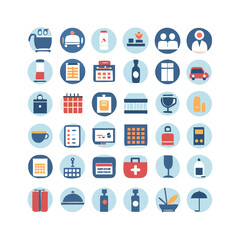 Hotel icons. Hotel icons set.