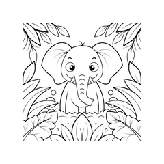 Adorable Elephant Coloring Page Jungle Fun for Kids