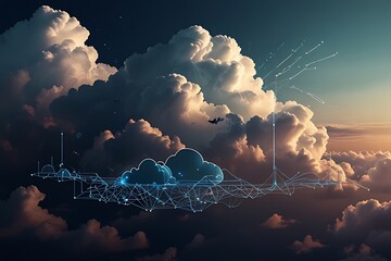 Abstract sky magic: a dramatic cloudscape with sun rays breaking through dark, beautiful clouds