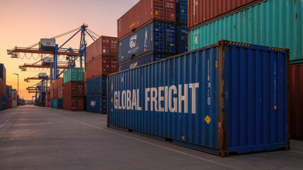 Shipping Yard with Cargo Containers