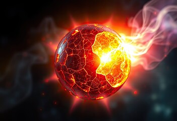 Molten sphere with fiery cracks.