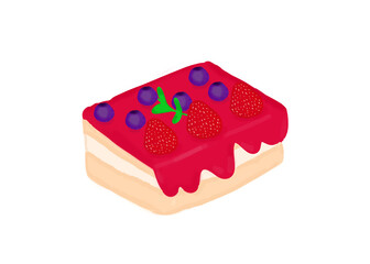 Tiramisu cake strawberry and blueberry