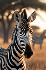 Naklejka premium zebra eating grass