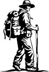 Forest Ranger Silhouette Vector, Park Officer in Uniform Icon