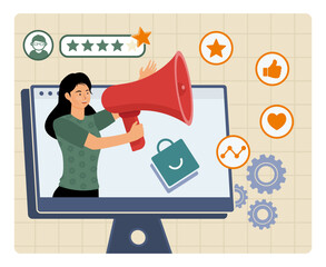 Brand Ambassador concept.  Brand Ambassador Promoting the Products.