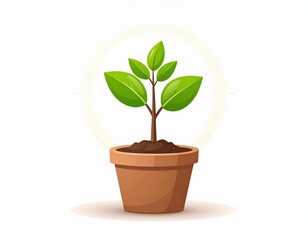 Potted Plant Illustration With Bright Lighting