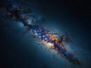 Fototapeta premium Detailed View of the Milky Way Galaxy with Nebulae Dust Clouds and Countless Stars