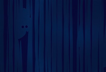 Silhouettes of shapes peeking through vertical lines.