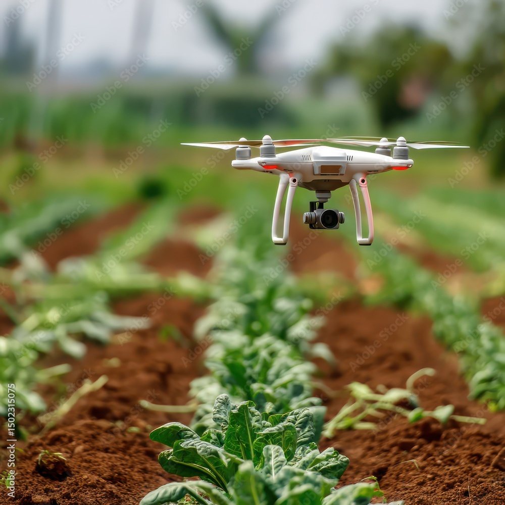 Poster drones used in smart agriculture to monitor crops and enhance farming processes for better yields.