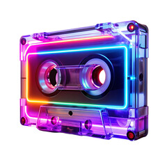 Neon Cassette Tape: Retro Music Background Image