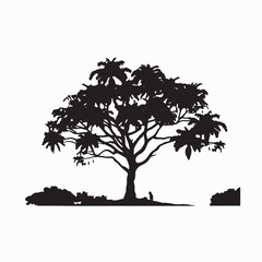 Fototapeta premium Silhouette of Papaya Tree in Vector Format