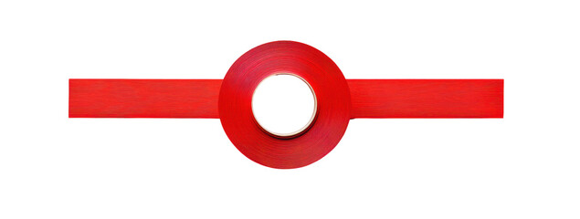 Red circular element centrally positioned on a horizontal red bar, featuring a smaller central black circle