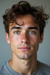 Obraz premium Close-Up Portrait of Freckled Young Man