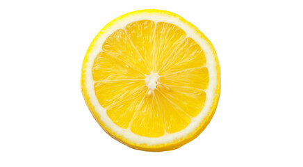 Vibrant Yellow Lemon Slice, Juicy Citrus Fruit, Cross Section isolated on transparent background