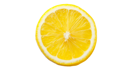 Vibrant Yellow Lemon Slice, Juicy Citrus Fruit, Cross Section isolated on transparent background