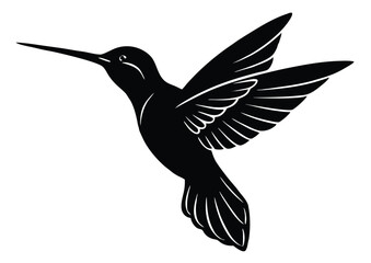 Obraz premium silhouette hummingbird vector, flying humming bird icon illustration.