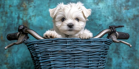 Puppy in a Bike Basket