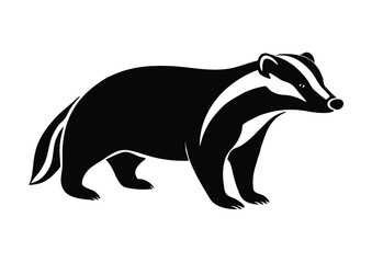 Fototapeta premium forest badger silhouette vector flat icon illustration.