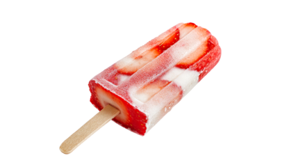 Delicious Strawberry Ice Pop on isolated on transparent background