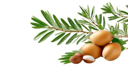 Argan Tree Nuts and Leaves