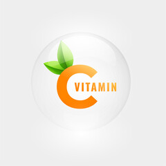 organic vitamin c mineral gel white background with leaves design