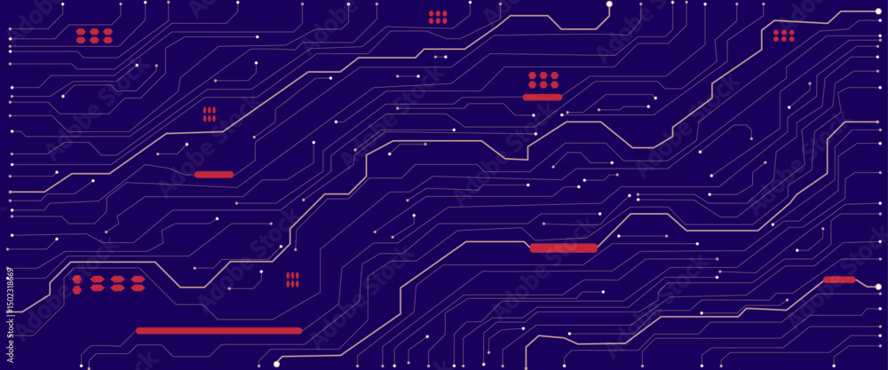 Aufkleber bstract technology background. gold circuit lines and connected dots on dark tech bg. futuristic ele