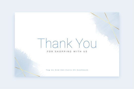 personalized thank you for shopping card with golden lines